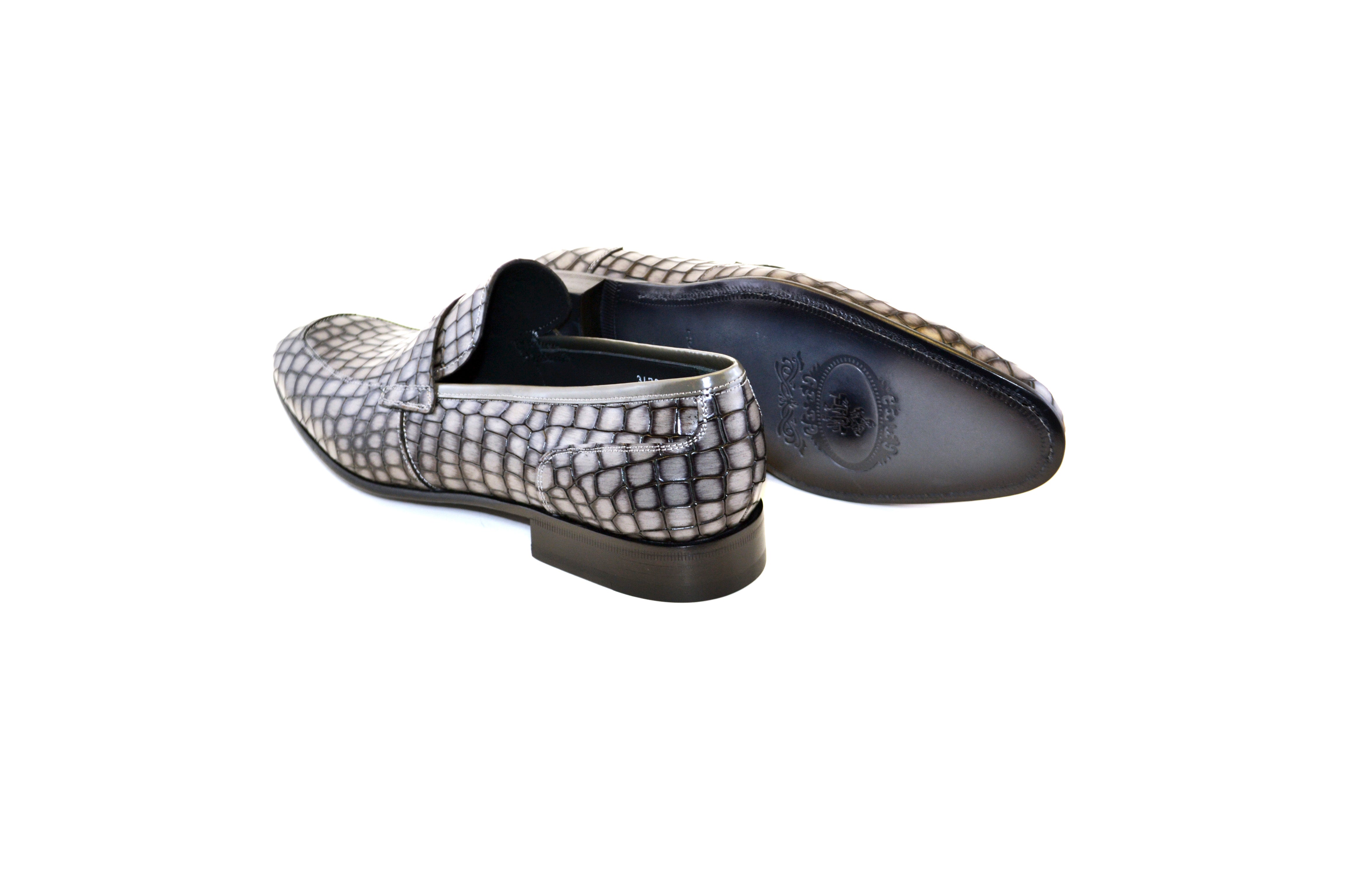 C017-3470C Croco Leather loafer- Grey