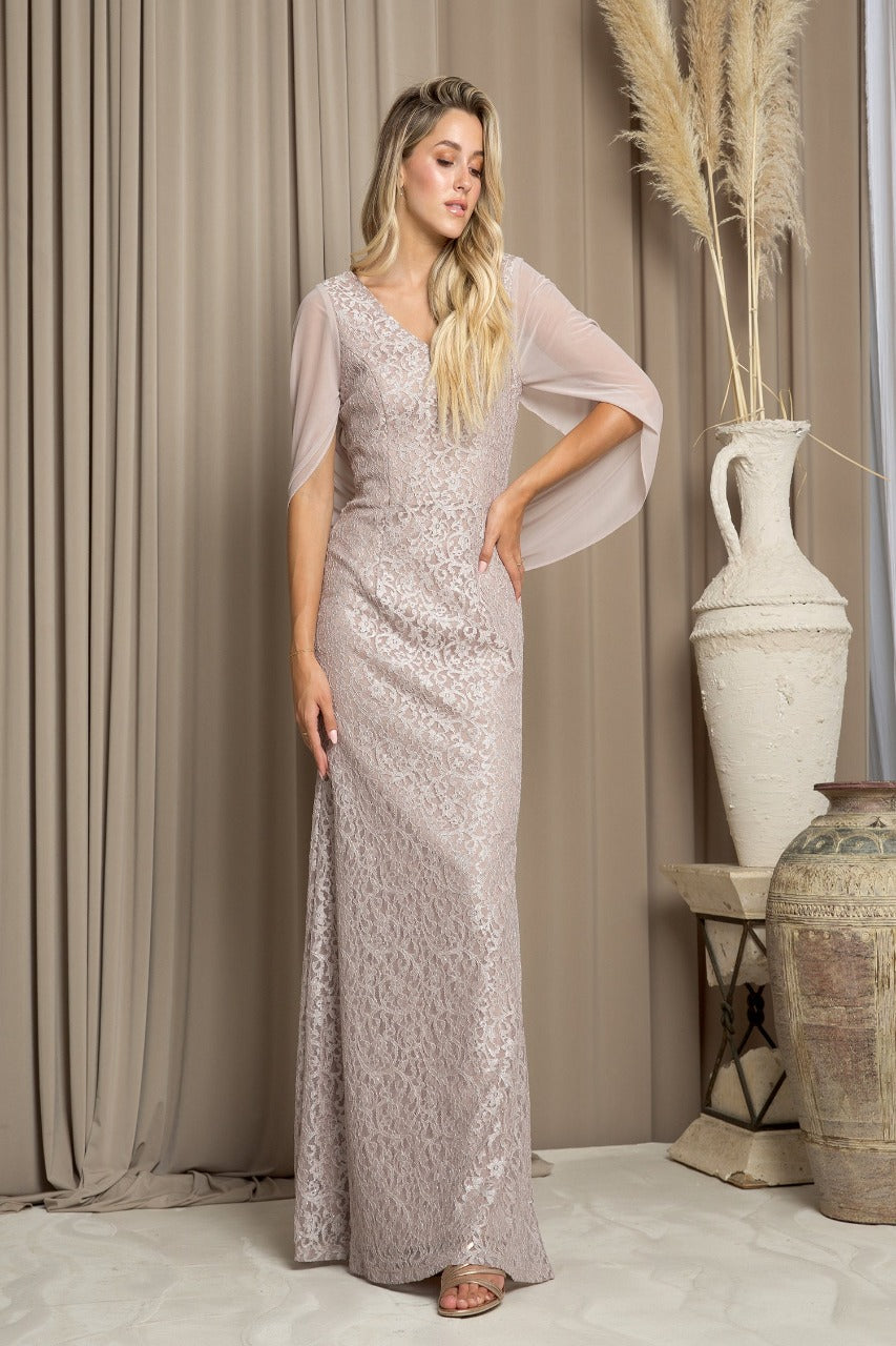 Eva USA 3471 Chiffon Cowl Back Mother of the Bride Long Dress