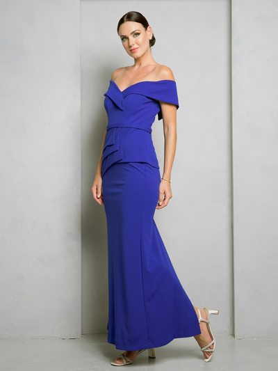 Eva USA EV3500 Sleek Minimalist Stretch Woven Long Dress