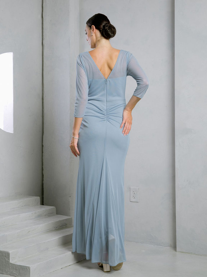 Eva USA EV3501 Structured Woven Slit Formal Dress for Mothers