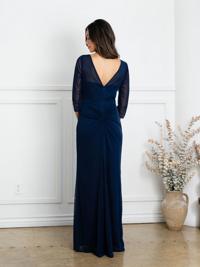Eva USA EV3501 Structured Woven Slit Formal Dress for Mothers