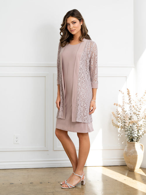Eva USA 3505 Polished Two-Piece Layered Look Structured Midweight Dress