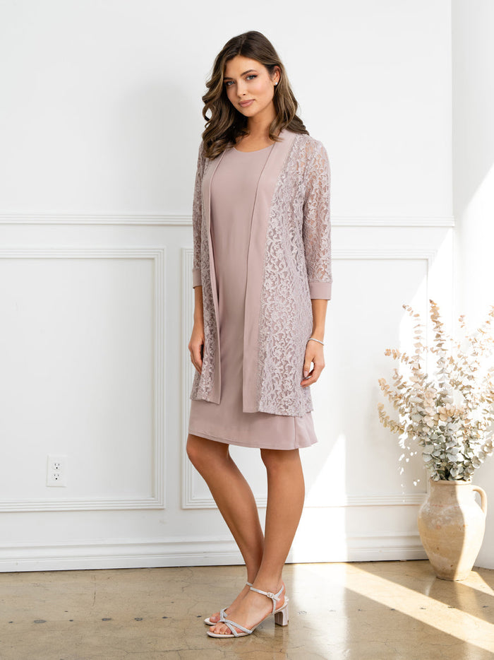 Eva USA 3505 Polished Two-Piece Layered Look Structured Midweight Dress