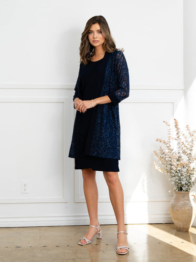 Eva USA 3505 Polished Two-Piece Layered Look Structured Midweight Dress