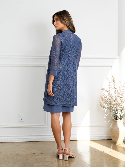 Eva USA 3505 Polished Two-Piece Layered Look Structured Midweight Dress