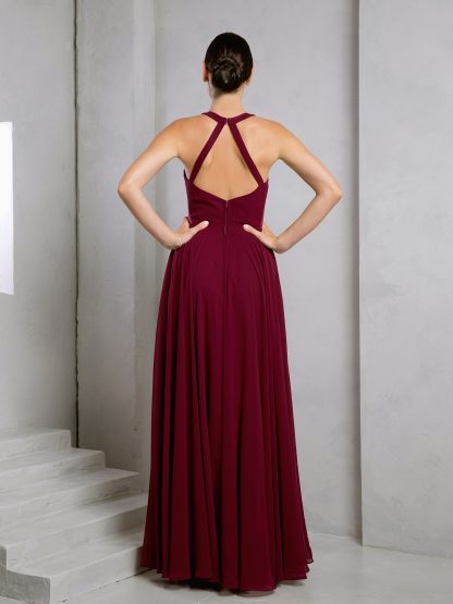 Eva USA EV3513 A-Line Side Slit Woven Dress With Tailored Structure