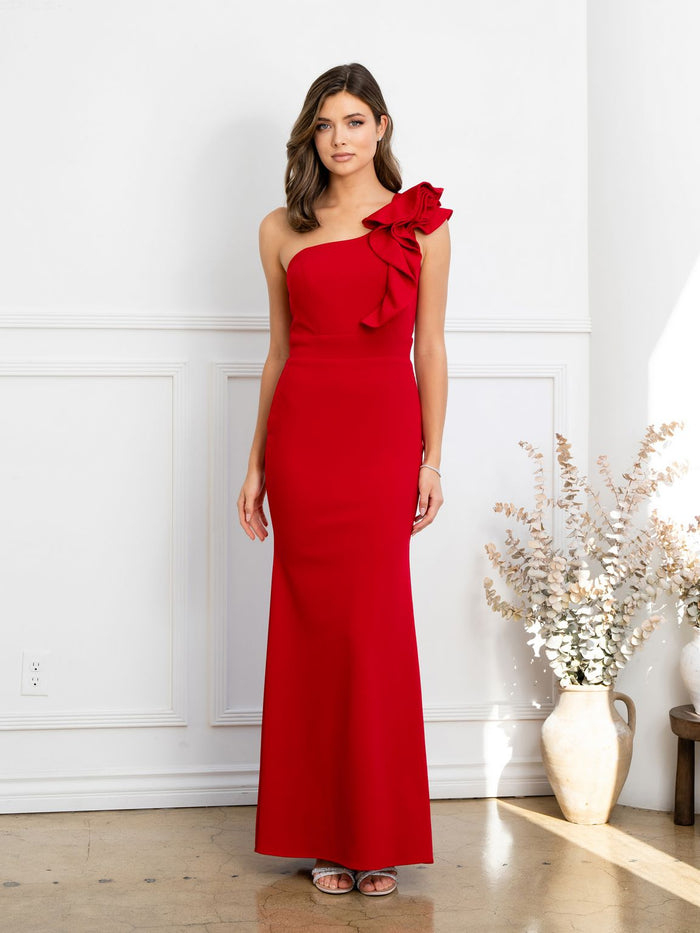 Eva USA EV3515 Ruffled Sculptural Evening Wear with Smooth Lining - Long Dress