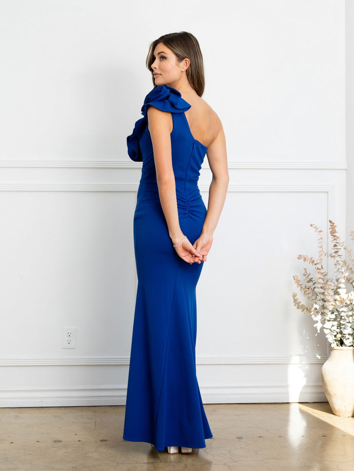Eva USA EV3515 Ruffled Sculptural Evening Wear with Smooth Lining - Long Dress