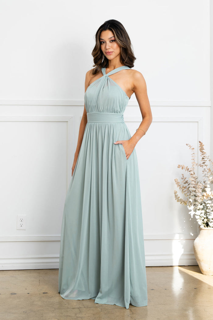 Eva USA EV3520 Refined A-Line Silhouette Light Formal Dress