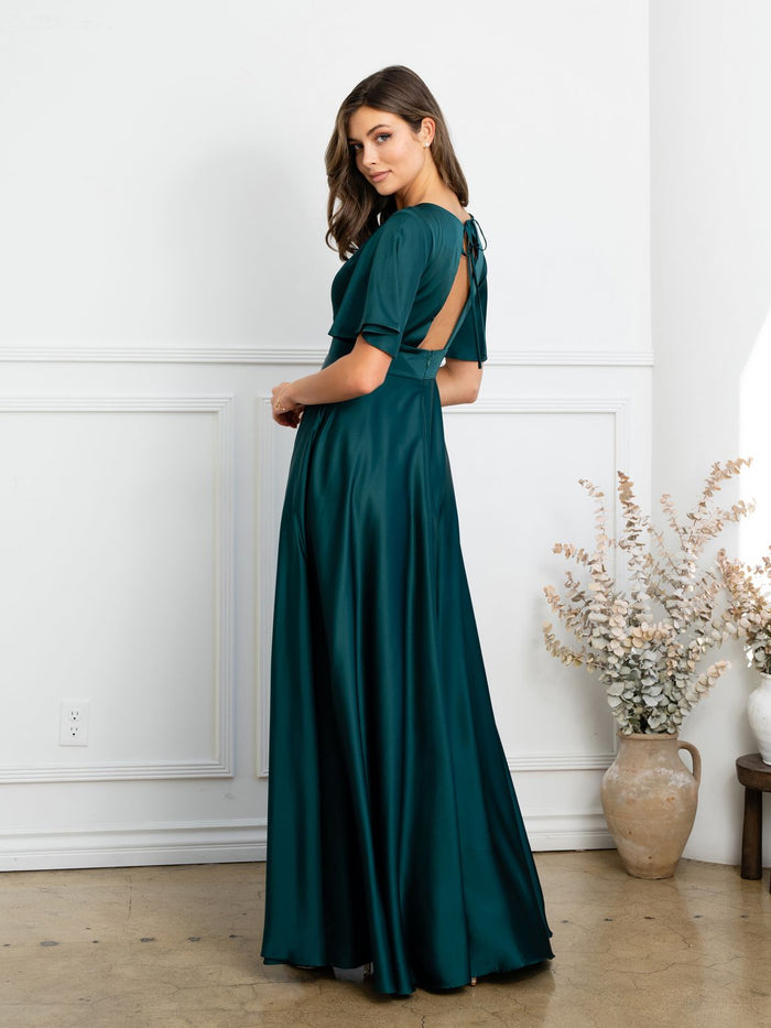 Eva USA EV3523 Sleek Tailored A-Line Long Dress with Seam Detailing
