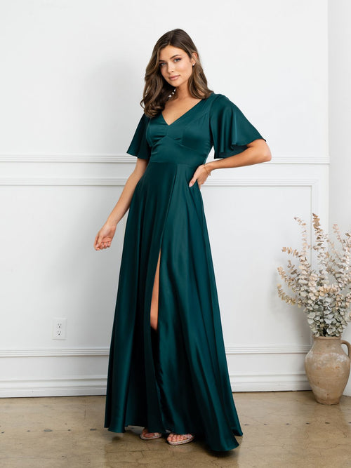 Eva USA EV3523 Sleek Tailored A-Line Long Dress with Seam Detailing