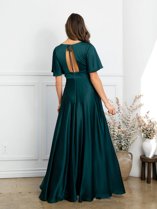 Eva USA EV3523 Sleek Tailored A-Line Long Dress with Seam Detailing