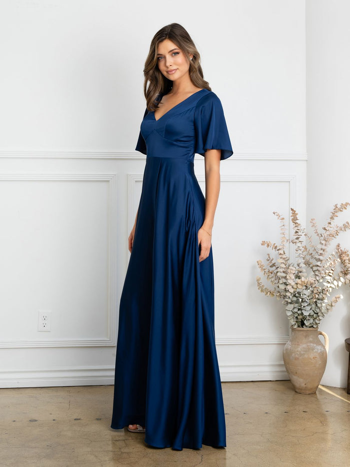 Eva USA EV3523 Sleek Tailored A-Line Long Dress with Seam Detailing