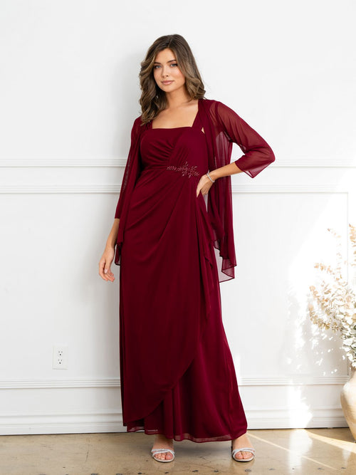 Eva USA EV3527 Two Piece Beaded Evening Set with Tailored Detailing Dress