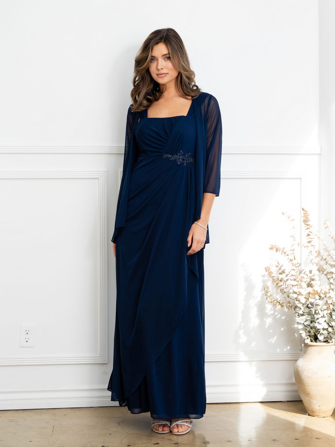 Eva USA EV3527 Two Piece Beaded Evening Set with Tailored Detailing Dress