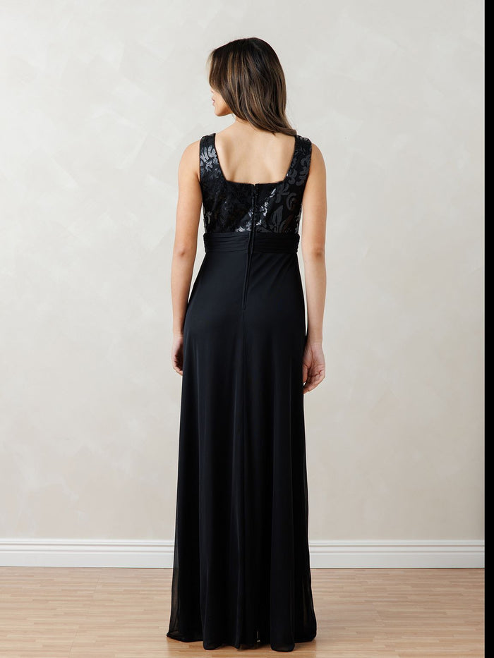 Eva USA EV3531 Sequin Lace Overlay Long Dress with Detachable Bolero