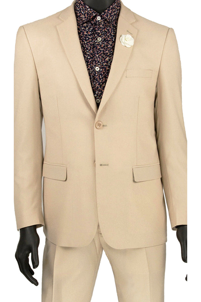 Mens Slim Fit Wool Feel Suit in Blue by Vinci