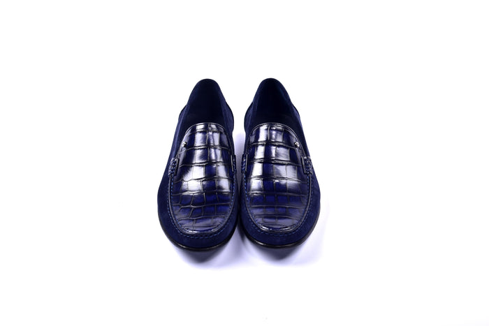 C0014054-3898C Suede And Croco print vamp-Navy
