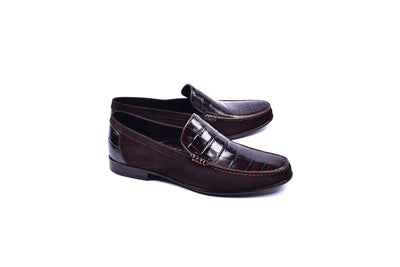 C0014055-3898C Suede And Croco print vamp-Brown