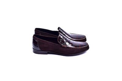 C0014055-3898C Suede And Croco print vamp-Brown