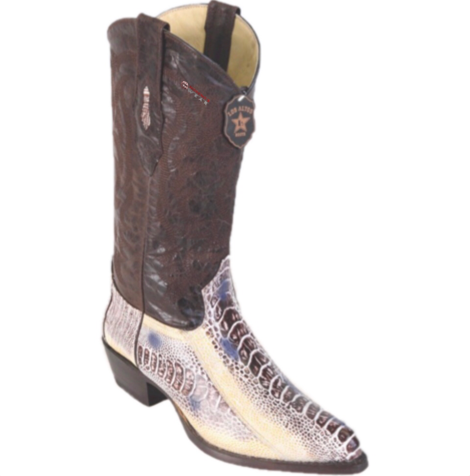 Men’s Los Altos Ostrich Leg Boots J Toe (Natural/Brown)
