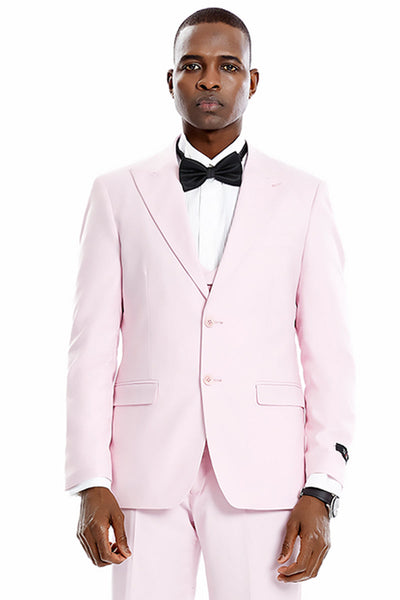 Men’s Pink Pastel Vested Suit for Weddings & Prom