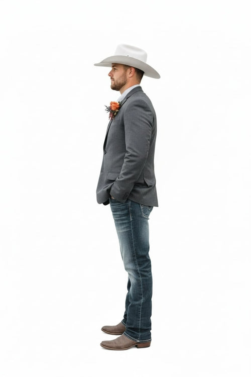 Saco Vaquero Mens Western Style Blazer – Classic Gray Cowboy Suit Jacket for Weddings, Country Events and Formal Wear in Grey Color - Cowboy Accessories