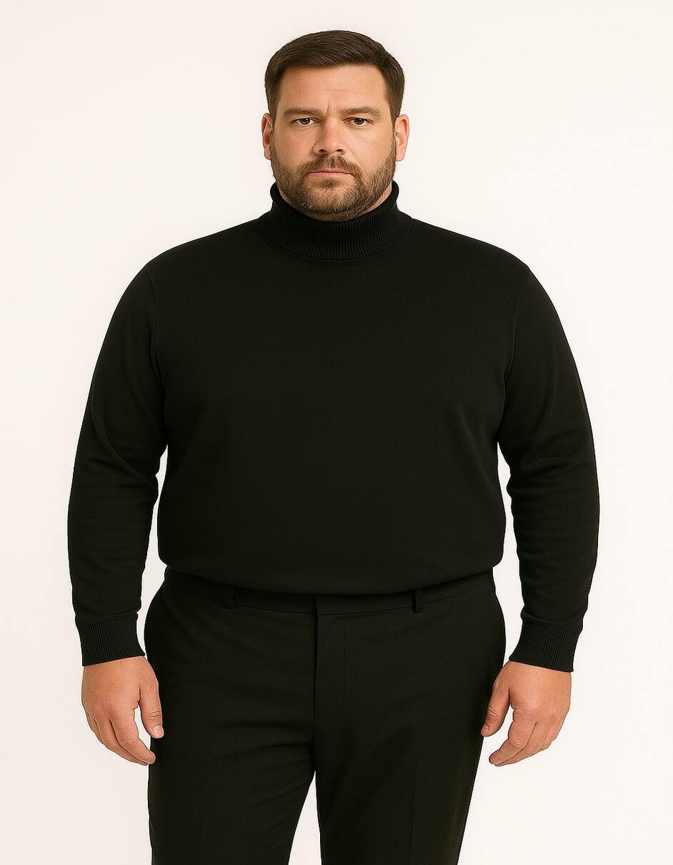 Men's Black Turtleneck Sweater - Classic Slim Fit Knit Pullover for Winter Layering USA Men's Outlet