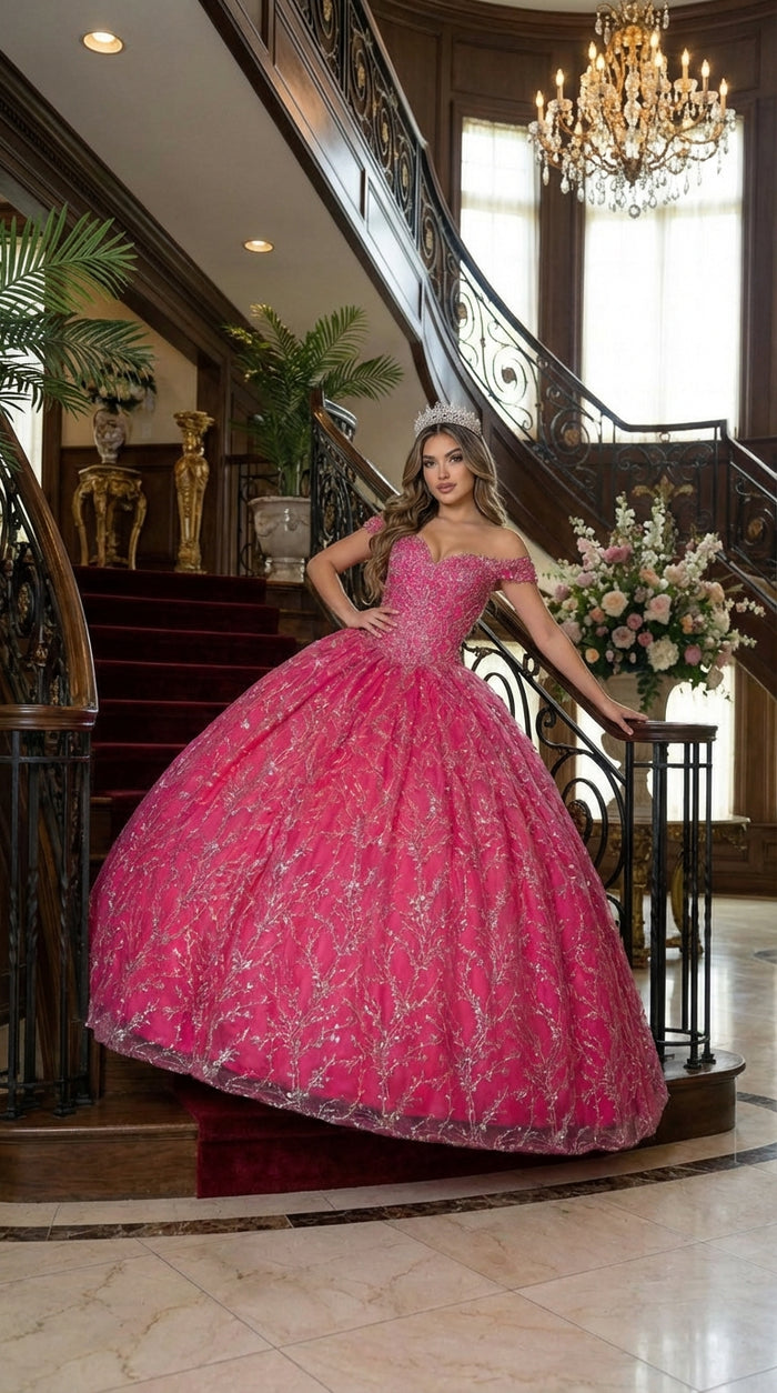 Layla K LK183 Off Shoulder Corset Quinceanera Glitter Ball Gown