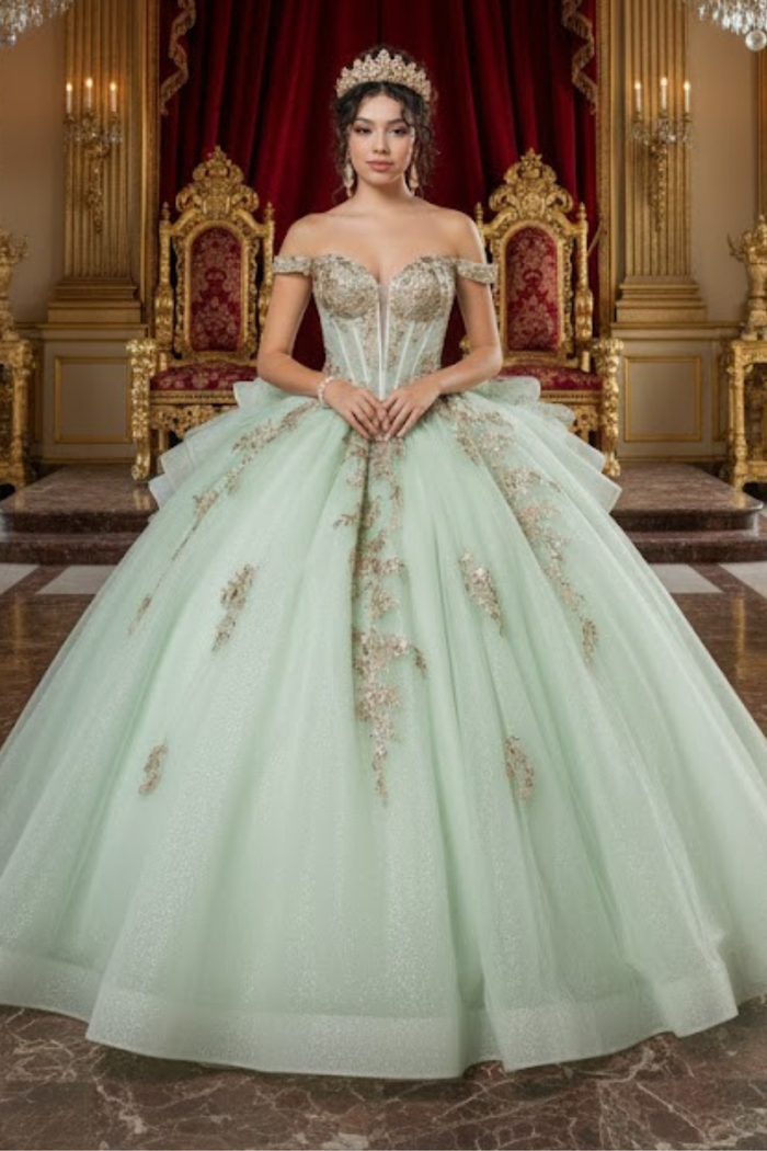 Quinceanera Dress Sweetheart Ruffles Sequin Prom Gown Germoso vestido - Vestidos de 15 años LK272
