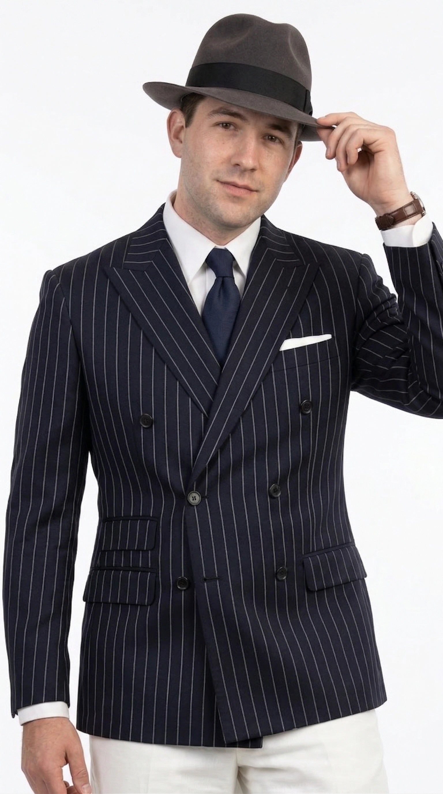 Men’s Black Pinstripe Blazer 1920s Gangster Mob Boss Style Jacket – Classic Double Breasted Vintage Suit Blazer, Formal Party Costume Wear