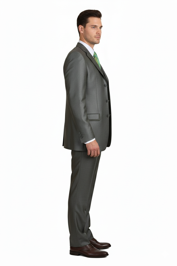 Men’s Olive Green 3-Piece Suit - Classic Fit with Vest and Tie Pleated Pants Three Buttons by Usamensoutlet