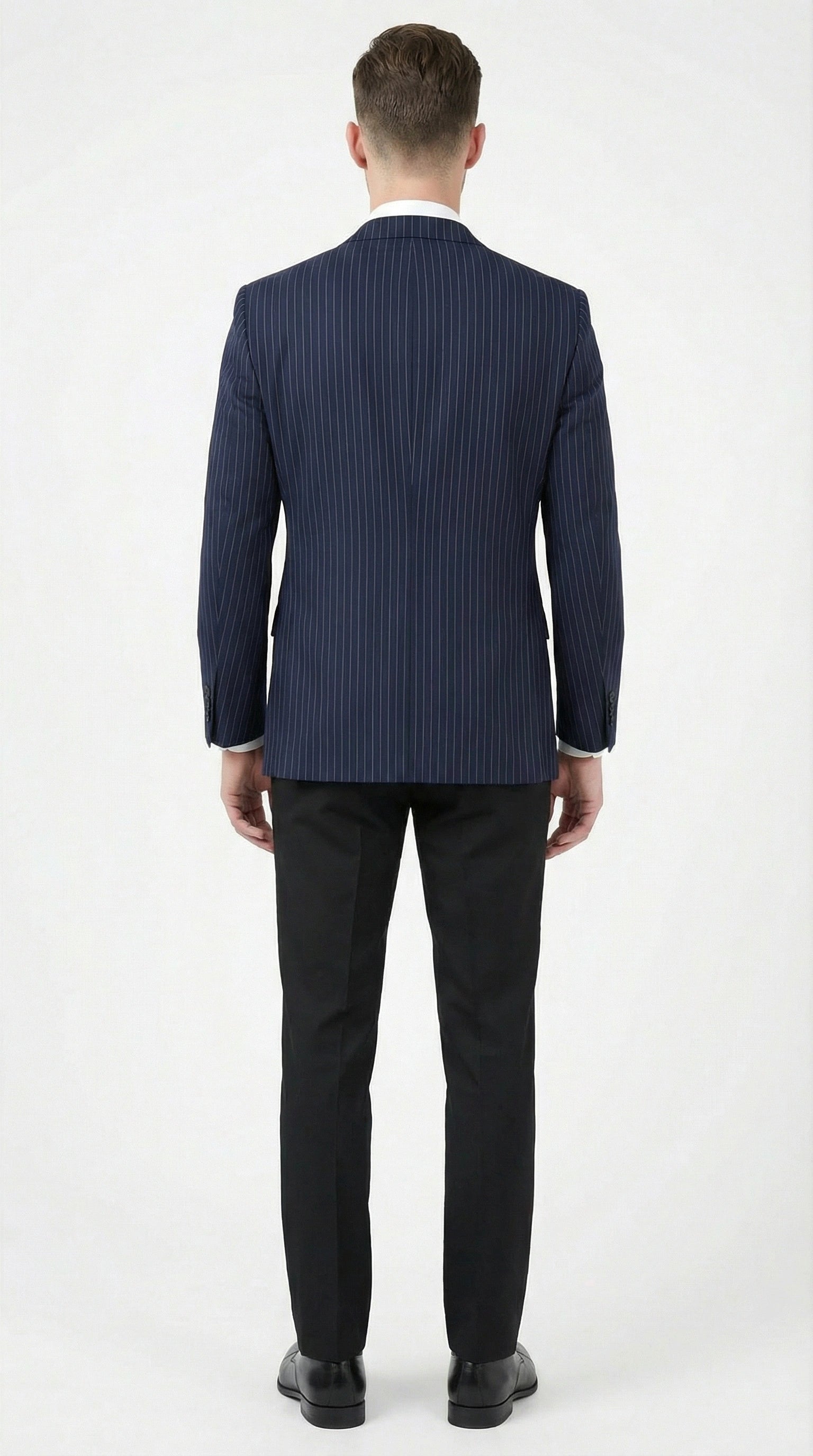 Men’s Navy Blue Pinstripe Blazer – Classic Tailored Formal Jacket for Business, Office and Professional Wear