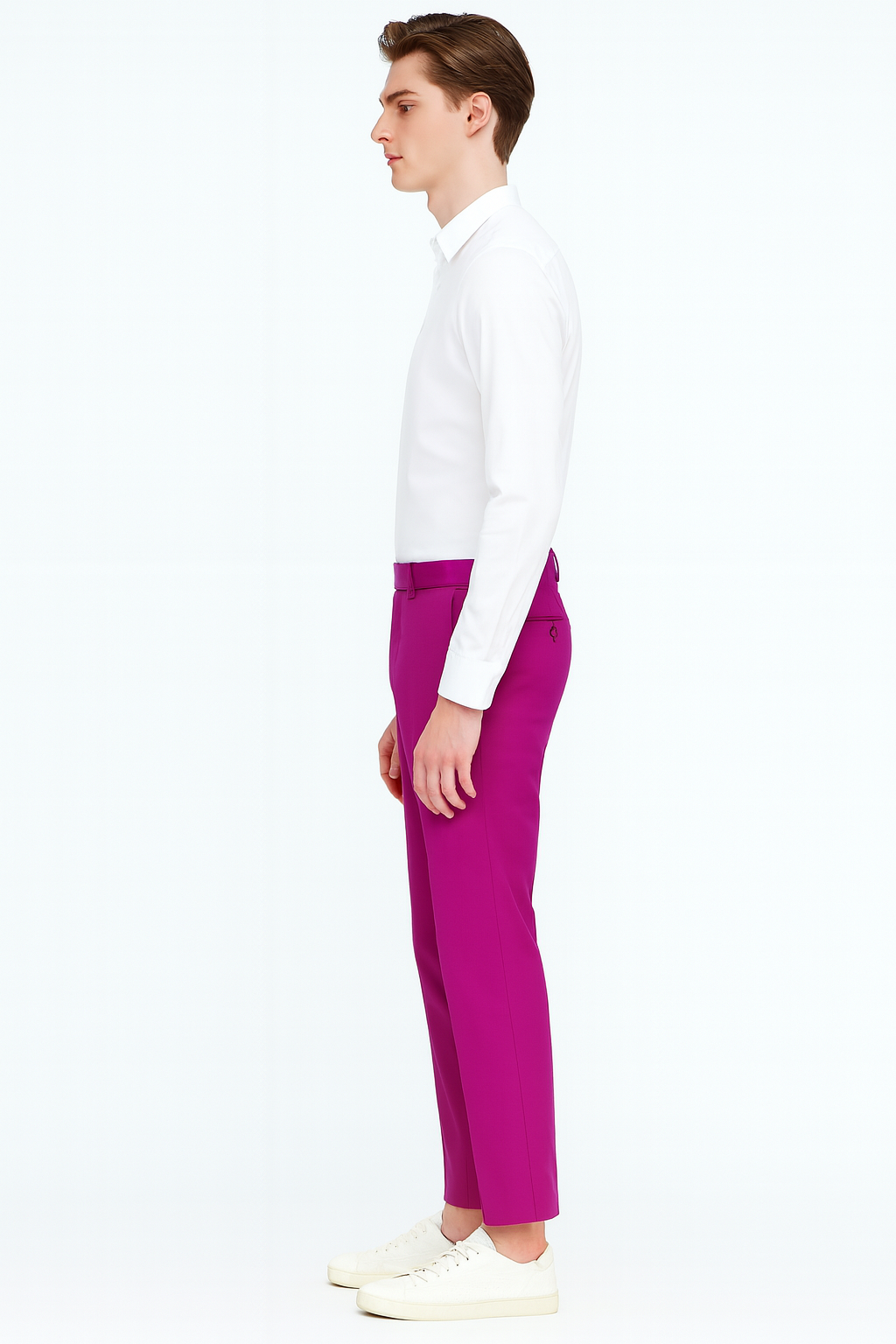 Men’s Fuchsia Dress Pants - Slim Fit Stylish Formal Trousers for Parties in Hot Pink Color by USA Men's Outlet