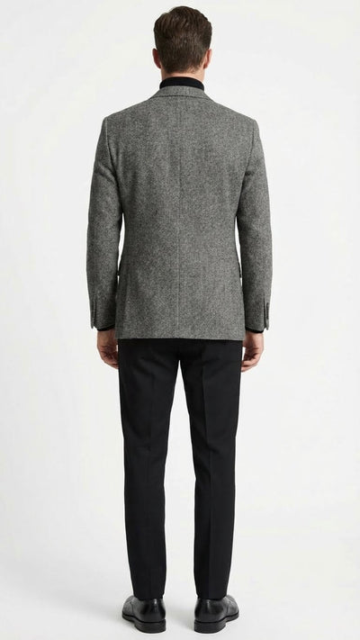 Men’s Grey Tweed Herringbone Sport Coat - Gray Mens Blazer Suit Jacket by USA Men's Outlet