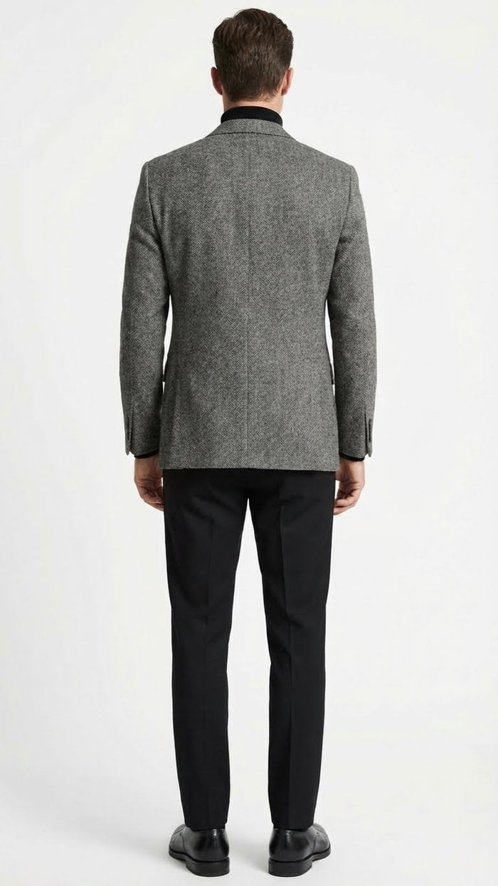 Men’s Grey Tweed Herringbone Sport Coat - Gray Mens Blazer Suit Jacket by USA Men's Outlet