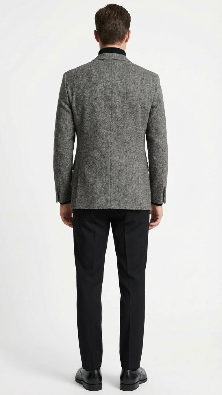 Men’s Grey Tweed Herringbone Sport Coat - Gray Mens Blazer Suit Jacket by USA Men's Outlet