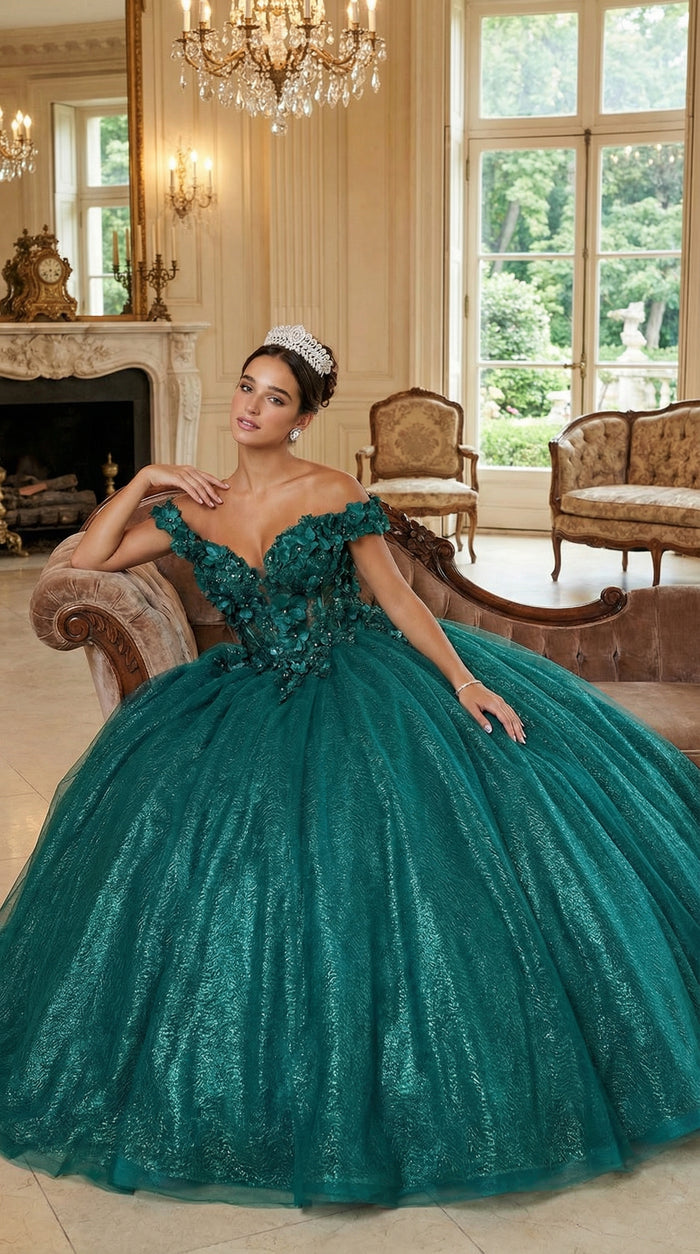 Quinceanera Dress Ball Gown Off The Shoulder Floral Corset Style LK166