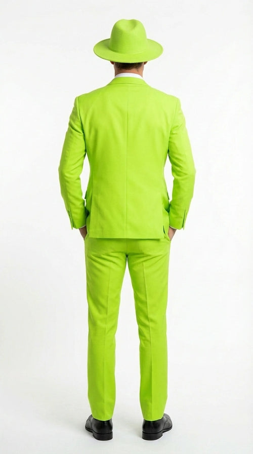 Men’s Neon Green Suit – Bright Lime Green Fashion Suit for Prom, Party, Stage Performance and Statement Formal Wear