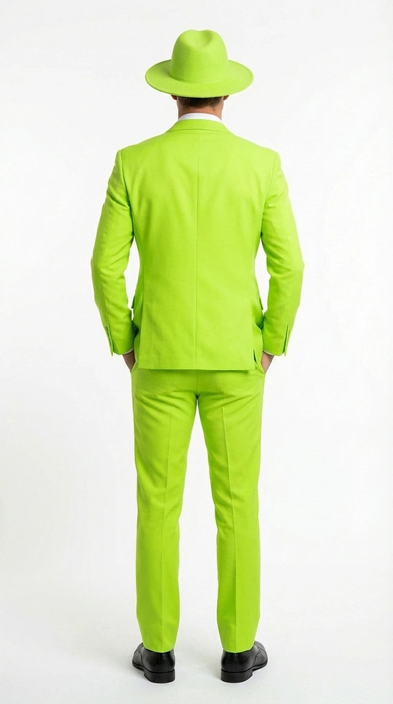 Men’s Neon Green Suit – Bright Lime Green Fashion Suit for Prom, Party, Stage Performance and Statement Formal Wear