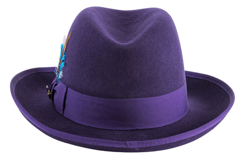 Purple 100 % Wool Australian Fur Felt Godfather Hat by Ferrecci