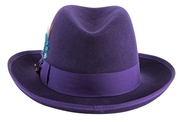 Purple 100 % Wool Australian Fur Felt Godfather Hat by Ferrecci