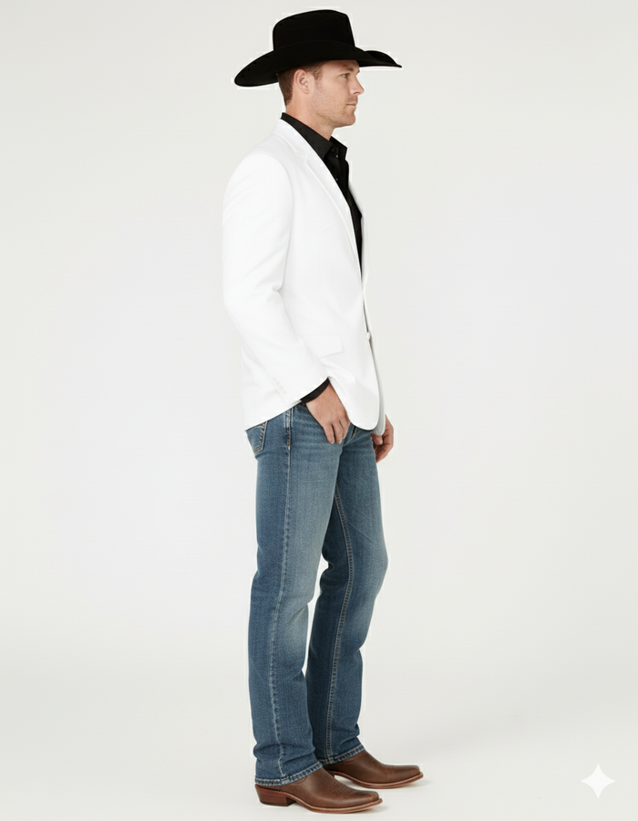 Saco Vaquero Mens White Western Blazer – Classic Cowboy Style Sport Coat for Formal - Cowboy Jacket