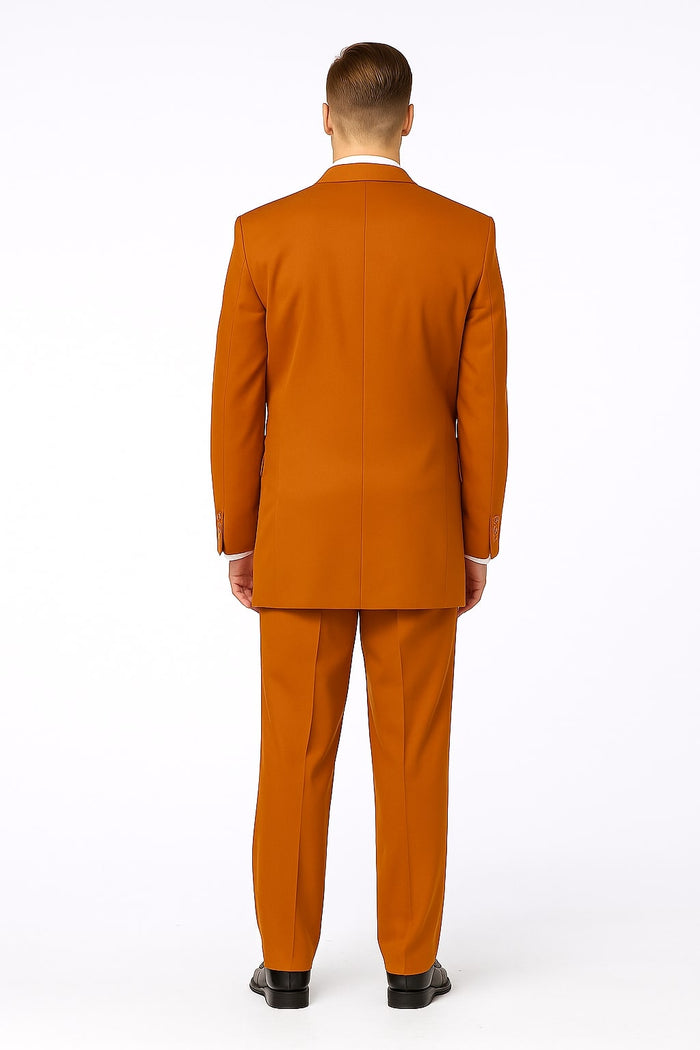 Mens Rust 3-Piece Fashion Suit - Notch Lapel with Paisley Vest, Tie and Pocket Square - Zoot Suit by USA Men's Outlet