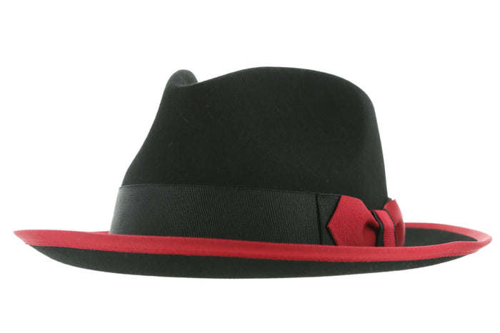 Black & Red Jacob Trilby Crushable Hat by Ferrecci