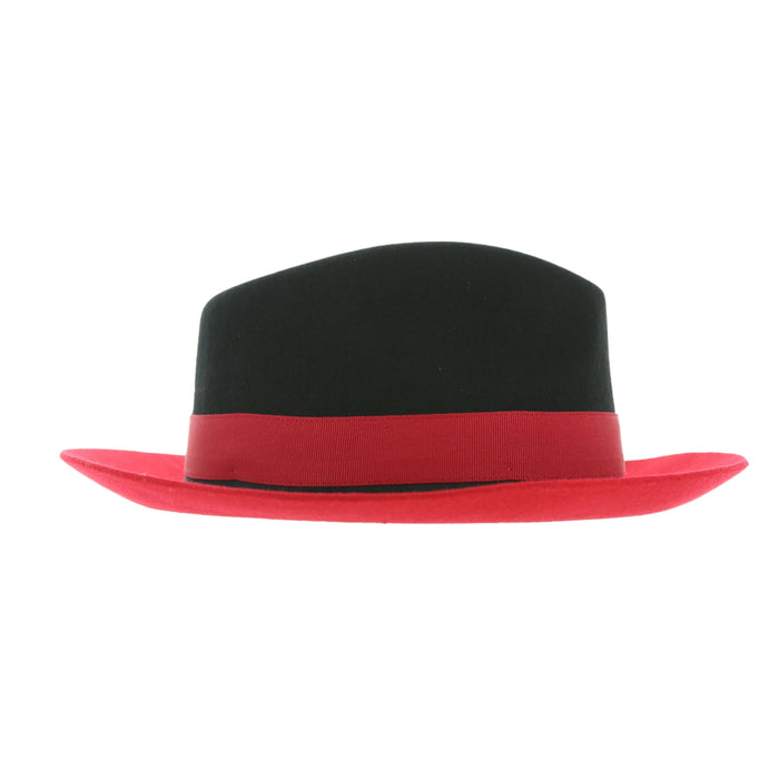 Black & Red Puck Trilby Two Tone Crushable Trilby Hat by Ferrecci