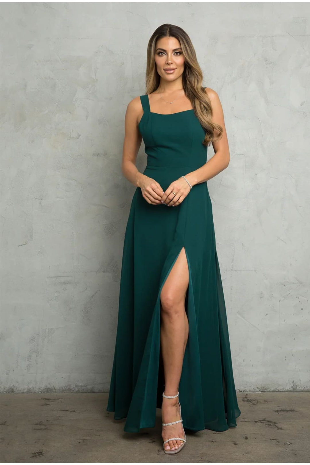 Eva USA 3485 Bridesmaids Long Slit Formal Dress