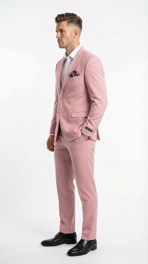 Vitali Brand Modern Fit Men’s Light Pink Formal Suit - Blush Color USA Men's Outlet