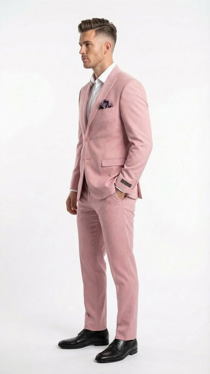 Vitali Brand Modern Fit Men’s Light Pink Formal Suit - Blush Color USA Men's Outlet