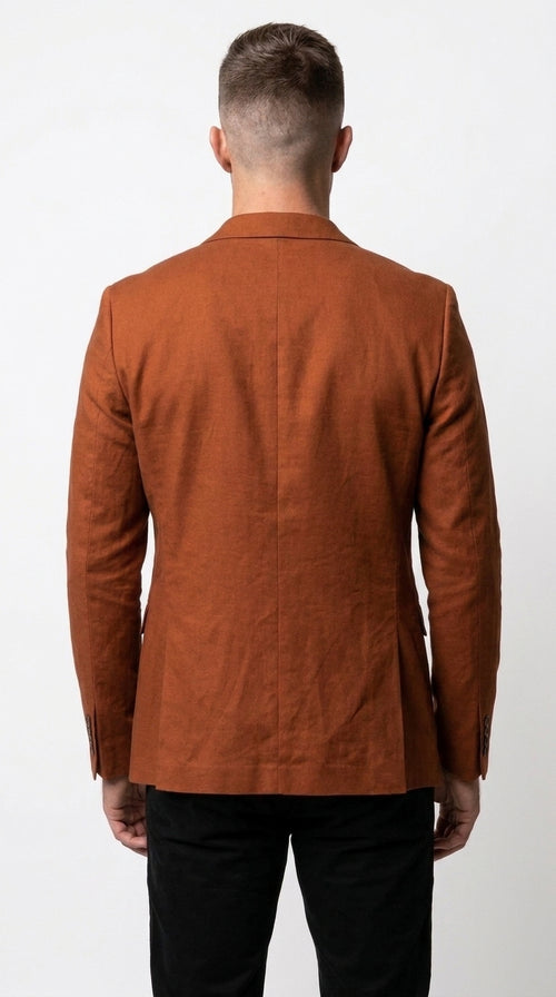 Men’s Dark Burnt Orange 2-Button Blazer – Modern Sport Coat for Wedding, Business and Casual Wear